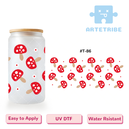 16oz uvdtf red with white points mushroom--#T-86