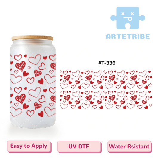 16oz uvdtf scatter red hearts--#T-336