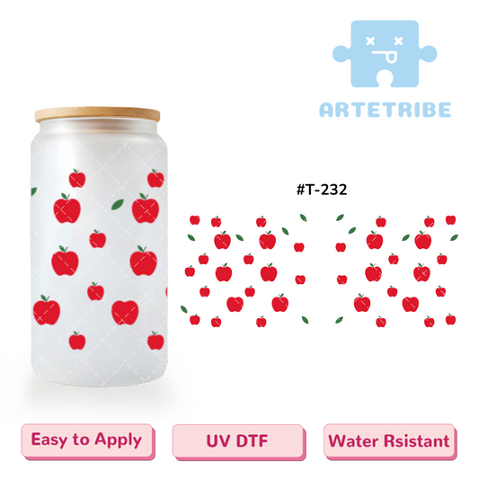 16oz uvdtf scattered red apples--#T-232