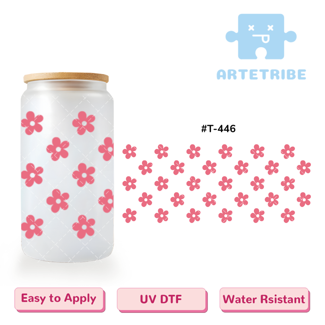 16oz uvdtf  shock pink flowers--#T-446