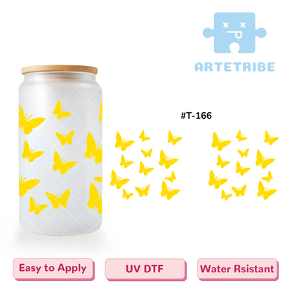 16oz uvdtf yellow butterflies--#T-166