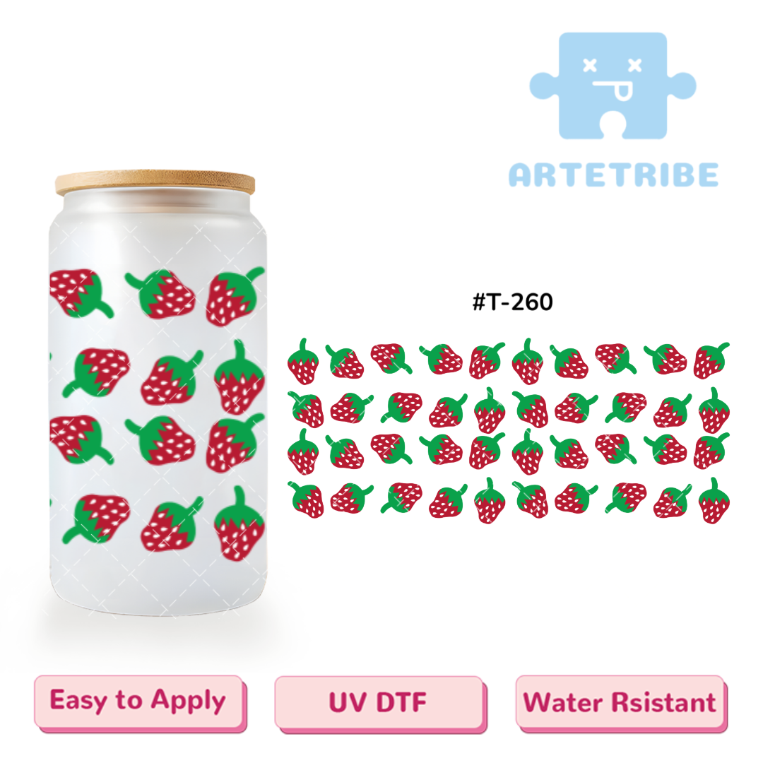 16oz uvdtf juicy fruit strawberry green red tone--#T-260