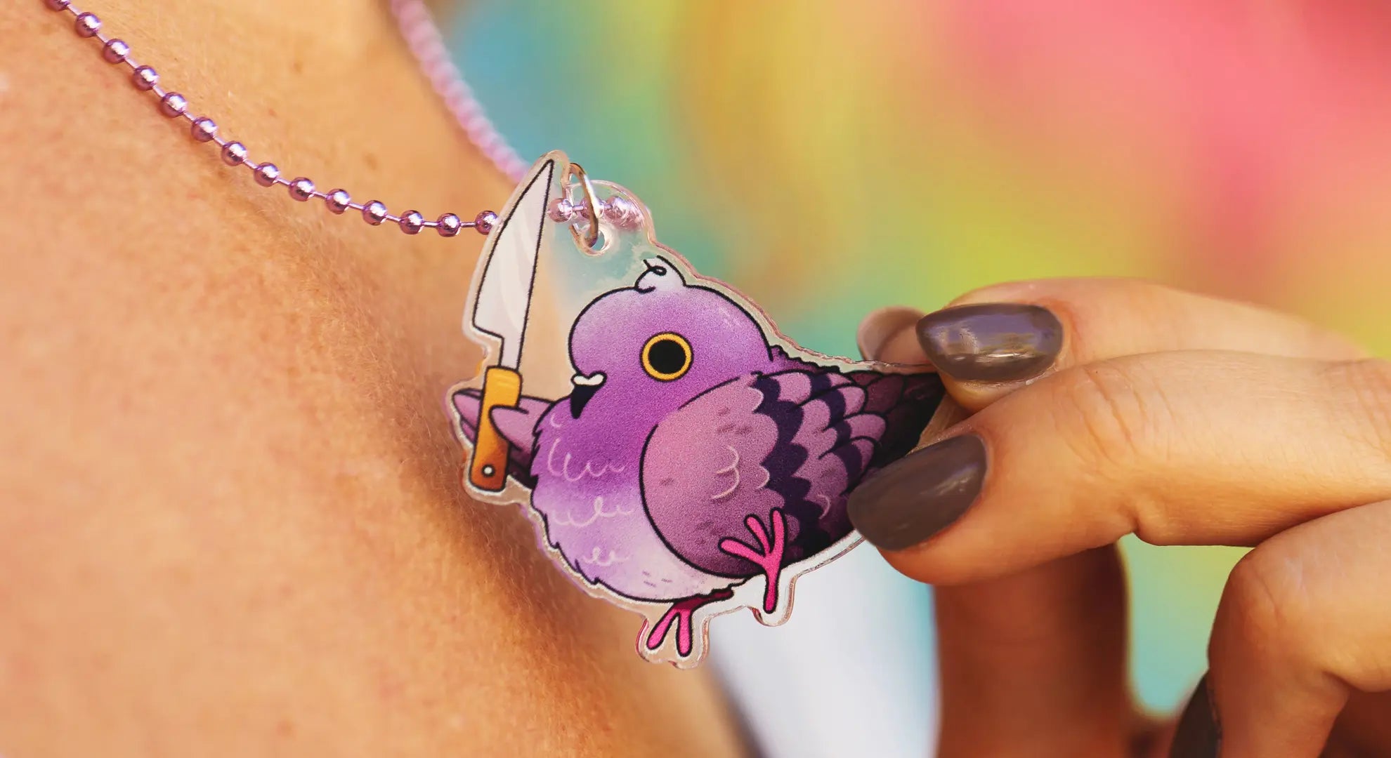 Close-up view of a finished custom acrylic charm